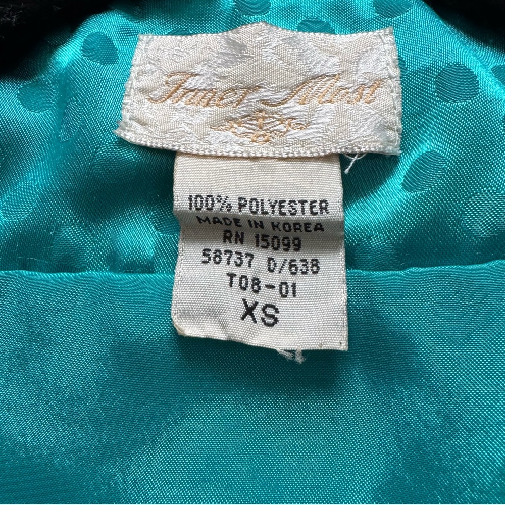Inner Most Vintage Teal Satin Kimono Robe Polka Dot Trim XS Korea - Picture 10 of 11